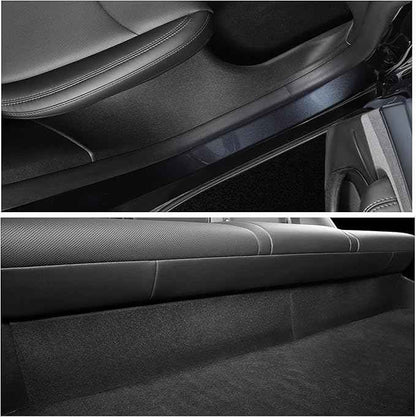 LUCKEASY 5PCS Door Sill Protective Cover for Tesla Model Y Juniper 2025 2026 Standard & Premium & Performance Front & Rear Door Threshold Strip & 2nd Row Seat Lower Protector Accessories Black TPE