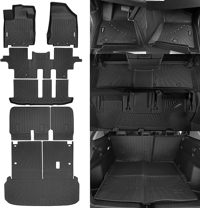 Custom Fit Floor Mats for 2013-2020 Nissan Pathfinder/2014-2020 Infiniti QX60, All Weather TPE Floor Liners with Trunk Mat & Backrest Protectors, Odorless Full Set Interior Accessories
