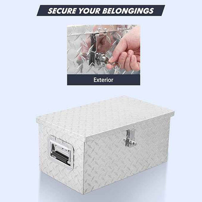 36 Inch Truck Bed Tool Box, Heavy Duty Aluminum Diamond Plate Tool Box with 2 Sliding Shelf, Trailer Tool Box for Pick Up Truck RV Trailer, Chest Storage Organizer with Lock and Keys, Sliver
