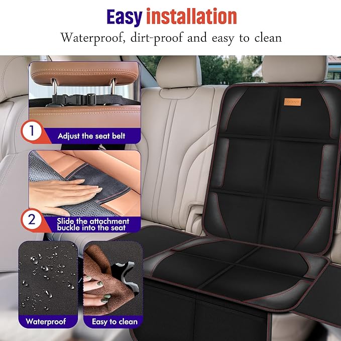 Bacgnyer Car Seat Protector, 1 Pack, Thickest Padded 600D Fabric Padding, Waterproof, Durable, Anti Slip Backing, Child Seat Protection, Suitable for Babies, Toddlers, Children