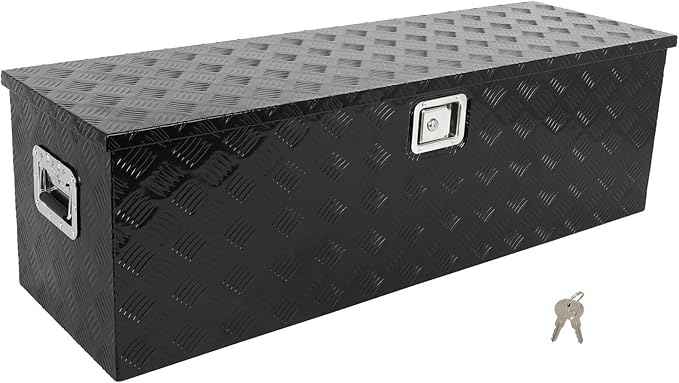 SCITOO 49 Inch Aluminum Truck Bed Tool Box,Heavy Duty Diamond Plate Crossover Storage for Most Full Size Pickups,Lockable Weatherproof Chest,Fits 49" Truck Beds,Easy Access to Load and Unload