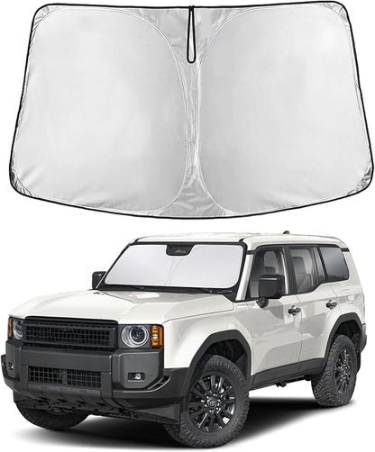 EcoNour Windshield Sun Shade Compatible for Toyota Land Cruiser 2024–2026 | Full-Size SUV Front Window Sunshade | Foldable Sun Visor Protector | UV & Heat Blocking Protection