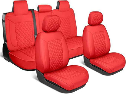Prestige Edition Napa Leather Seat Covers Full Set – Red Car Seat Covers Front Seats and Back Car Seat Protector, Waterproof and Universal Fit for Most Small to Medium Autos, Trucks & SUVs