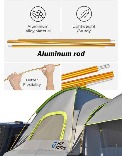 JOYTUTUS Pickup Truck Tent 5.0ft Bed Tent with Removable Awning, Waterproof PU2000mm Double Layer for 2 Person, Portable Truck Bed Tent - Green, Aluminum Pole