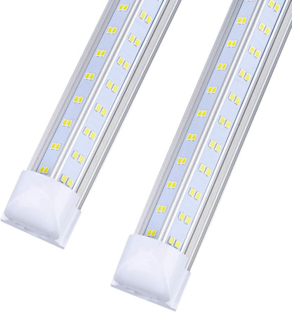 25 Pack,LED Shop Light, 4FT LED Light Fixtures, 60W 6500LM 6000K Cool White, V-Shaped T8 LED Tube Lights, High Output, Clear Cover, 4 Foot LED Shop Lights for Garage