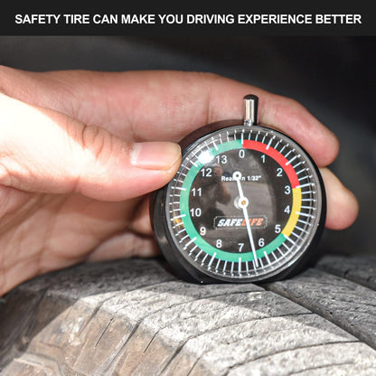 SAFELIFE Tire Tread Depth Gauge, Dial Type Tire Tread Depth Gauge Professional for Motorcycle, Car,Truck and Bus,Easy Reading Tyre Tread Depth Gauge in 32nds