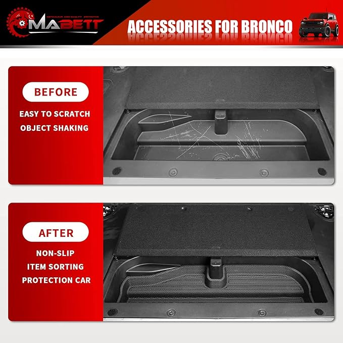 Mabett Trunk Lower Storage Mat for Ford Bronco Accessories 2026, 2021-2025 4-Door and 2-Door Heavy Car Cargo Mats Black