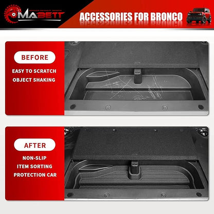 Mabett Trunk Lower Storage Mat for Ford Bronco Accessories 2026, 2021-2025 4-Door and 2-Door Heavy Car Cargo Mats Black