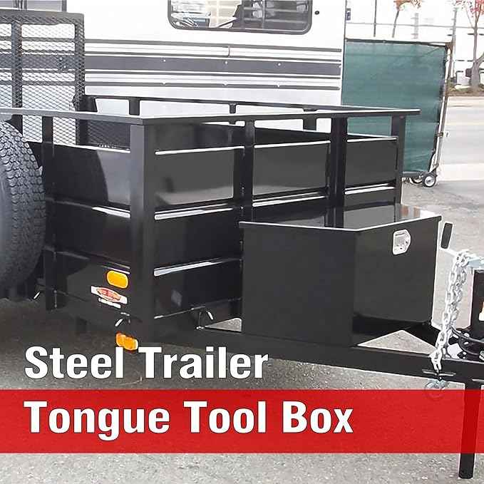 Black Steel Trailer Tongue Truck Box for Trucks Trailers RV ATV Pickup Trucks Flatbeds - 26 x 13.3 x 12 Inch