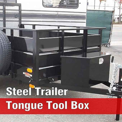 Black Steel Trailer Tongue Truck Box for Trucks Trailers RV ATV Pickup Trucks Flatbeds - 26 x 13.3 x 12 Inch