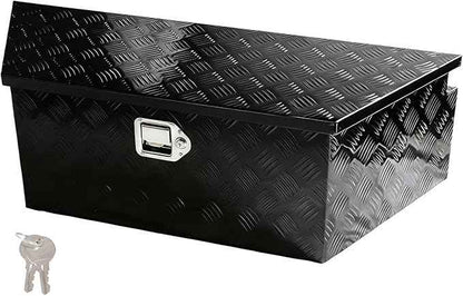 YESHMA 39" x 12" x 16.5" Trailer Tongue Tool Box Heavy Duty Aluminum with Latch and Keys Trailer Toolbox Organizer Truck Underbody Box Compatible with Pick Up Truck Bed RV Trailer ATV Black
