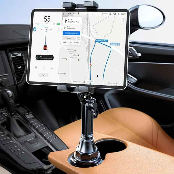 Miracase Cup Holder Tablet Mount for Car, [2025 Latest Upgraded] Adjustable Long Neck Car Tablet Holder Friendly Compatible with iPad, Pro, Air, Mini Samsung Galaxy Tab, All 6.1-12.9" Tab