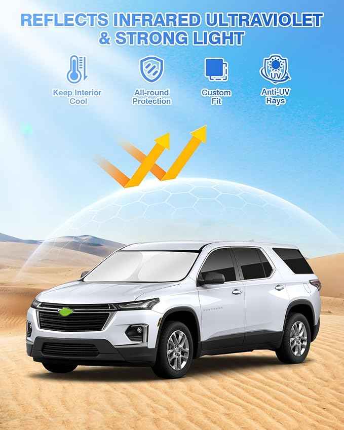 Sunshades for Chevrolet/Chevy Traverse 2018-2023 Accessories Windshield Sun Shade Side Rear Window Shade Cover Sun Visor Shield Privacy Protection Keep Vehicle Cool Black 8PCS