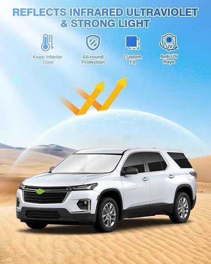 Sunshades for Chevrolet/Chevy Traverse 2018-2023 Accessories Windshield Sun Shade Side Rear Window Shade Cover Sun Visor Shield Privacy Protection Keep Vehicle Cool Black 8PCS