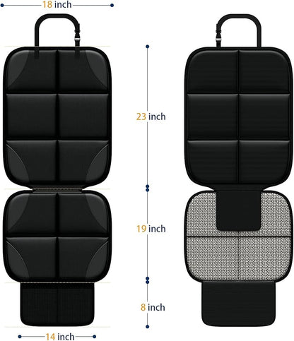 Car Seat Protector MHO+All 2 Pack Auto for Child Baby Car Seats - Large CarSeat Sit Savers Mat with Waterproof 600D Fabric & 2 Storage Pockets, Crash Test Approved