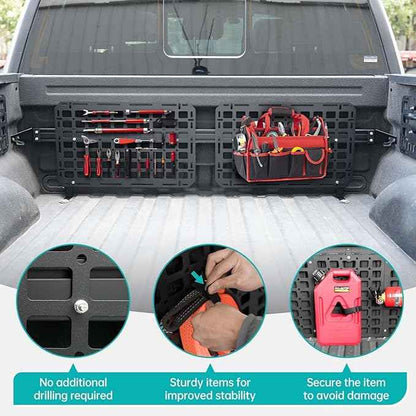 Front Truck Bed Molle Panel Rack System Compatible with 2015-2025 Ford F150 / Raptor Accessories 5.5FT Cargo Storage Organizer Tools Rack Fit for 2015-2025 F-150 Accessories (Not for 6.5FT)