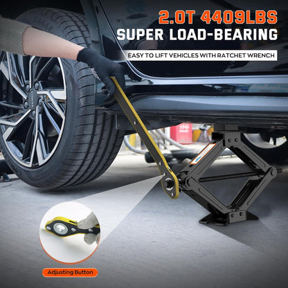 Universal Car Jack Kit Scissor Jack for Car 2 Ton Spare Tire Changing Kit,Portable Tire Jack Repair Kit with Lug Wrench,Car Lifting Jack for Auto/SUV/MPV