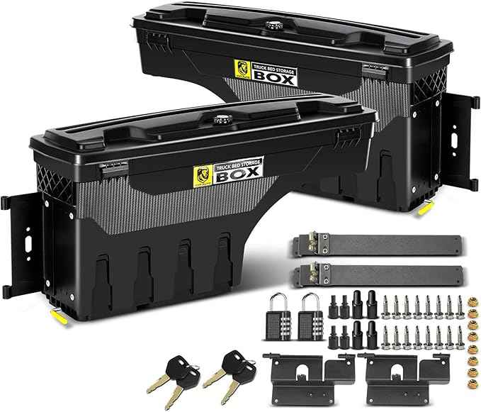 YHTAUTO Set of 2 Truck Bed Storage Tool Box Lockable Compatible with 2015-2023 Chevrolet Colorado GMC Canyon, 2019-2021 Fits 74" Bed, Swing Waterproof Wheel Well ToolBox