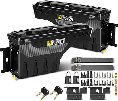 YHTAUTO Set of 2 Truck Bed Storage Tool Box Lockable Compatible with 2015-2023 Chevrolet Colorado GMC Canyon, 2019-2021 Fits 74" Bed, Swing Waterproof Wheel Well ToolBox