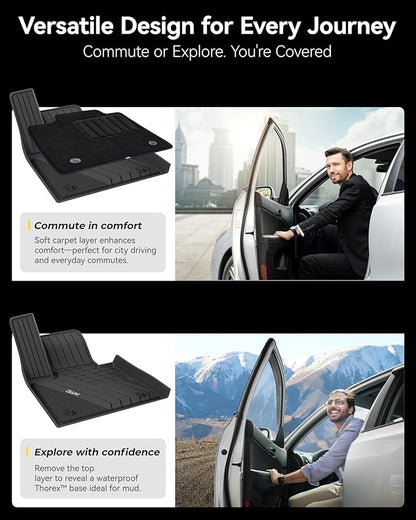 3W Floor Mats BMW X5 2019-2025 2026 40i/45e/50e/50i/M/M50i/M60i, Carpet Double Layer, All Weather TPE Heavy Duty 1st 2nd Row Floor Liner Accessories, Custom Fit