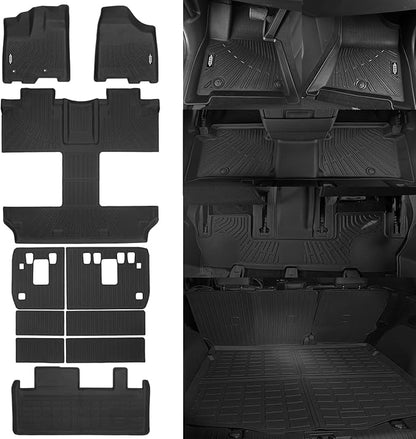 Custom Fit Floor Mats for Toyota Sienna 2011-2012 7 Seats, All Weather TPE Floor Liners with Trunk Mat & Backrest Protectors, Odorless Full Set Interior Accessories