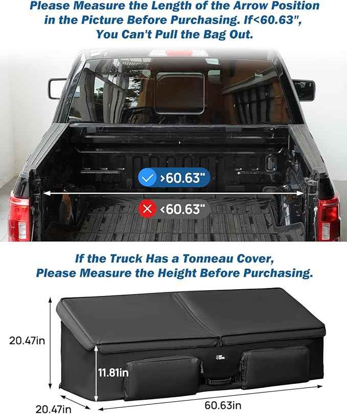JOYTUTUS Upgrade Full Size Truck Bed Cargo Box Organizer for Pickup, Waterproof Truck Bed Cargo Bag, Storage Organizer Carrier Accessories for Groceries, Golf, Easily Slide in and Out, Easy Access
