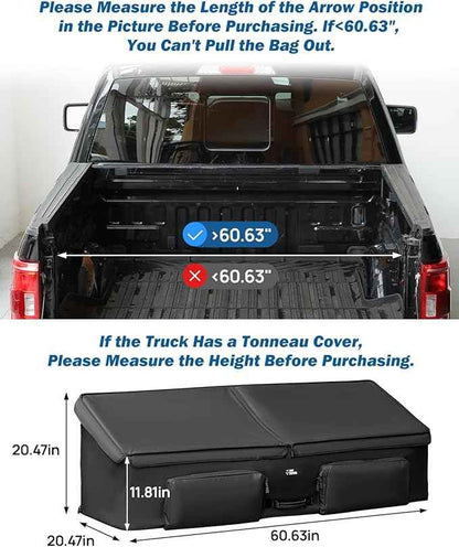 JOYTUTUS Upgrade Full Size Truck Bed Cargo Box Organizer for Pickup, Waterproof Truck Bed Cargo Bag, Storage Organizer Carrier Accessories for Groceries, Golf, Easily Slide in and Out, Easy Access