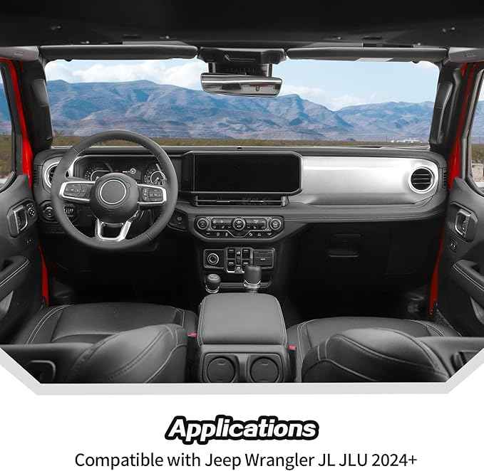 JeCar 2pcs for 2024+ Jeep Wrangler JL Silver Interior Accessories Center Console Dash Panel Cover Trim Overlay