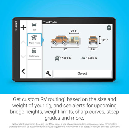 Garmin RV 1095, Extra-Large, Easy-to-Read 10” GPS RV Navigator, Custom RV Routing, High-Resolution Birdseye Satellite Imagery, Directory of RV Parks and Services, Landscape or Portrait View Display