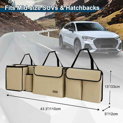 Deluxe Trunk and Backseat Organizer for Medium or large size SUVs & RVs, Detachable Storage Modules with Built-in Cooler, Patent Pending