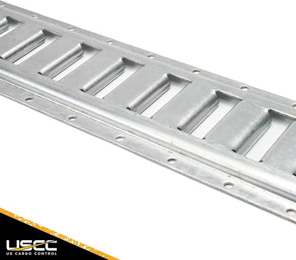 US Cargo Control E Track, Made in USA, 12 Gauge Steel 5 FT Galvanized E Track Rail (100-Pack) Horizontal ETrack Rails for Trailers, Garages, Cargo Vans, 6,000 Pounds Break Strength Per E-Track Slot