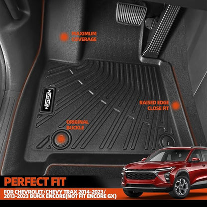 Custom Fit Floor Mats for Chevrolet/Chevy Trax 2014-2023, All Weather TPE Floor Liners with Trunk Mat & Backrest Protectors, Odorless Full Set Interior Accessories