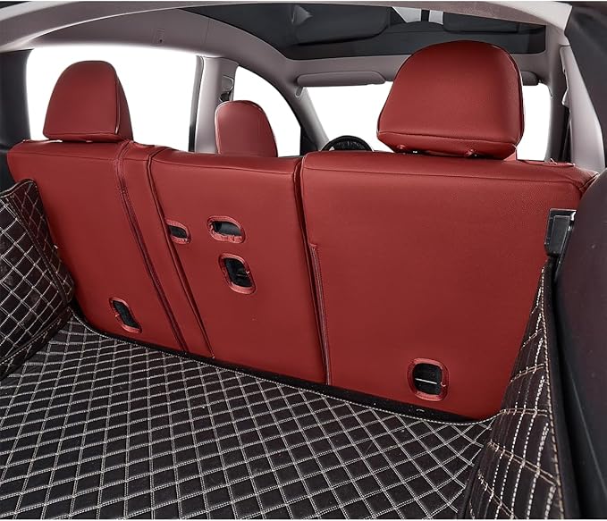 EKR Model Y Seat Covers for Tesla Model Y 2026 (Only for 5 Seats),Waterproof Seat Protectors,Leather Car Seat Cover Full Set,Faux Leather (Burgundy)