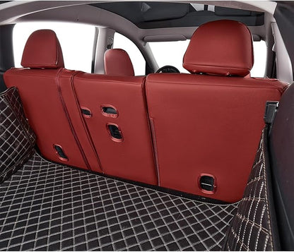 EKR Model Y Seat Covers for Tesla Model Y 2021 2022 2023 2024 Long Range (Only for 7 Seats),Waterproof Seat Protectors,Car Seat Cover Full Set,Faux Leather (Burgundy)