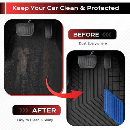 Coverado Car Floor Mats Full Set – Heavy-Duty PVC Floor Mats with Metallic Heel Pad, All-Weather Protection for Front & Rear, Non-Slip Backing, Easy-Clean Interior Liners，Blue
