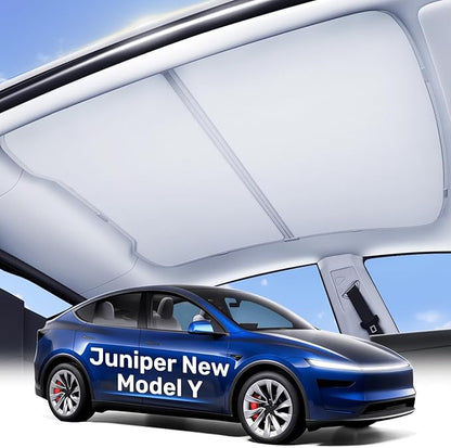 Zanch 2025 Tesla New Model Y Juniper Accessories Sunshade Roof [Ice-Crystal Cooling Coatings, Heat Insulation] No Sag No Gaps Glass Roof Sun Shade for Model Y Juniper Accessories 2025-2026, Grey