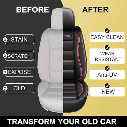 Car Seat Covers Fit for Hyundai Venue 2020-2024 2025 2026: Luxury Leather Automotive Front Seat Covers, Car Seat Protector(2PCS Front, Black&Redline)