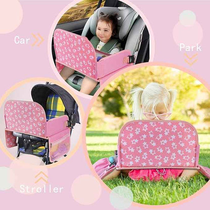 MENZOKE Kids Travel Tray for Toddler Car Seat, Road Trip Activities for Kids with iPad Holder Stand & Dry Erase Board, Road Trip Essentials Accessories Lap Tray as Travel Gifts for Kid, Pink