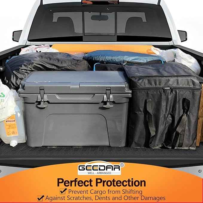 GEEDAR Rubber Bed Mat Compatible with Ford Ranger 2024 2025 2026 (5FT, 59.6" Bed), Heavy Duty Truck Bed Mat for Ford Ranger 5ft Truck Bed Liner, Heavy Duty Pickup Bed Accessories Cargo Mat