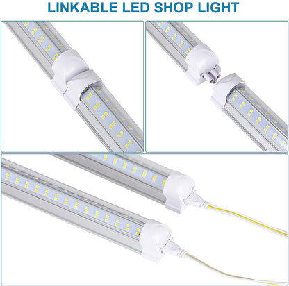 4FT LED Shop Light Fixture, 60W 6500lm 5000K(Super Bright White) Clear, T8 Integrated LED Tube Light Fixtures,V Shape, High Output, with On/Off Switch,Plug and Play,25PCS