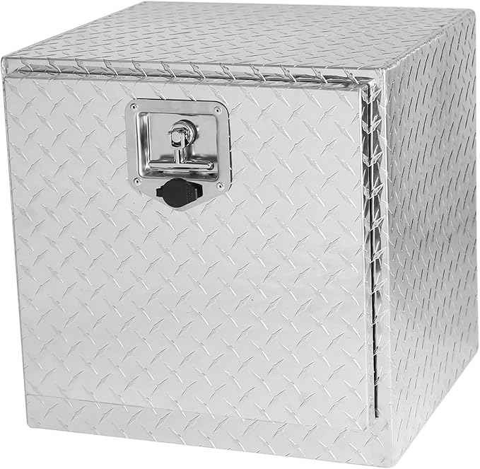 18 Inch Heavy Duty Aluminum truck tool boxes for bed of truck, Waterproof Square Truck Storage Organizer Chest for Pick Up Truck Bed, RV Trailer with T-Handle Lock & Keys(17.9"×17.1"×17.9")