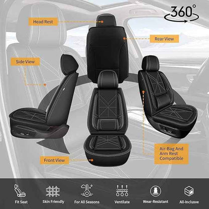Front Car Seat Covers fit for Hyundai Elantra 2017-2025 2026: Waterproof Auto Seat Cover,Vehicle Interior Accessories,Easy to Install Faux Leather Seat Protectors (2PCS Front,Black)