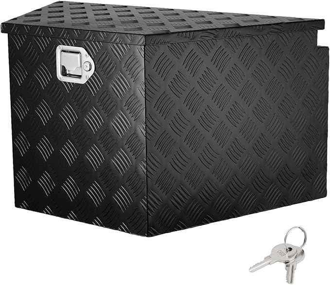 VEVOR Trailer Tongue Box, Heavy Duty Trailer Tongue Tool Box Storage Organizer with Lock & Keys, Utility Tool Chest for Pickup Truck Bed, RV, SUV, Off-Road Vehicle, Aluminum, 33" x 19" x 18", Black