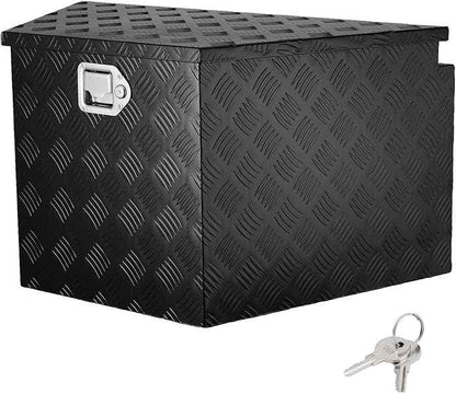 VEVOR Trailer Tongue Box, Heavy Duty Trailer Tongue Tool Box Storage Organizer with Lock & Keys, Utility Tool Chest for Pickup Truck Bed, RV, SUV, Off-Road Vehicle, Aluminum, 33" x 19" x 18", Black