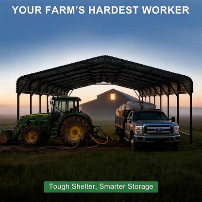 20x40 FT Heavy-Duty Metal Carport, Outdoor Galvanized Steel Shelter for Pickup Trucks, Motorcycles, Boats, Cars & Tractors