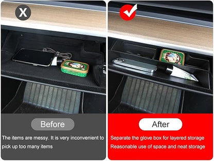 Compatible for Tesla Model 3/Y 2017-2022 Car Copilot Storage Box Accessories Glove Box Layered Sorting Board Glove Box Storage Box TPE, huangtao2004
