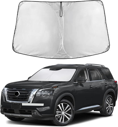 EcoNour Windshield Sun Shade for Nissan Pathfinder 2022–2026 | Front Window Sunshade | Foldable Car Sun Protector | Blocks UV Rays & Keeps Interior Cooler