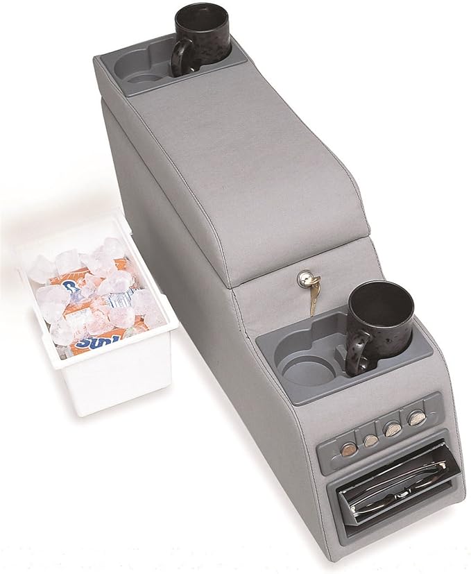 RAMPAGE PRODUCTS Locking Center Console for Jeep CJ/Wrangler YJ | Grey Denim | 31511 | Fits 1976-1983 Jeep CJ5 / 1976-1986 Jeep CJ7 / 1987-1995 Wrangler YJ