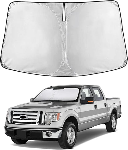 EcoNour Windshield Sun Shade for Ford F-150 2009–2014 | Front Window Sunshade | Foldable Car Sun Protector | Blocks UV Rays & Keeps Interior Cooler