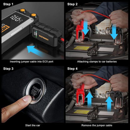 Jump Starter, 6000A Peak Portable 12V Car Battery Charger for All Gas and Up to 12L Diesel Engine, 28000mAh Jump Box with LED Light, USB, and LCD Screen